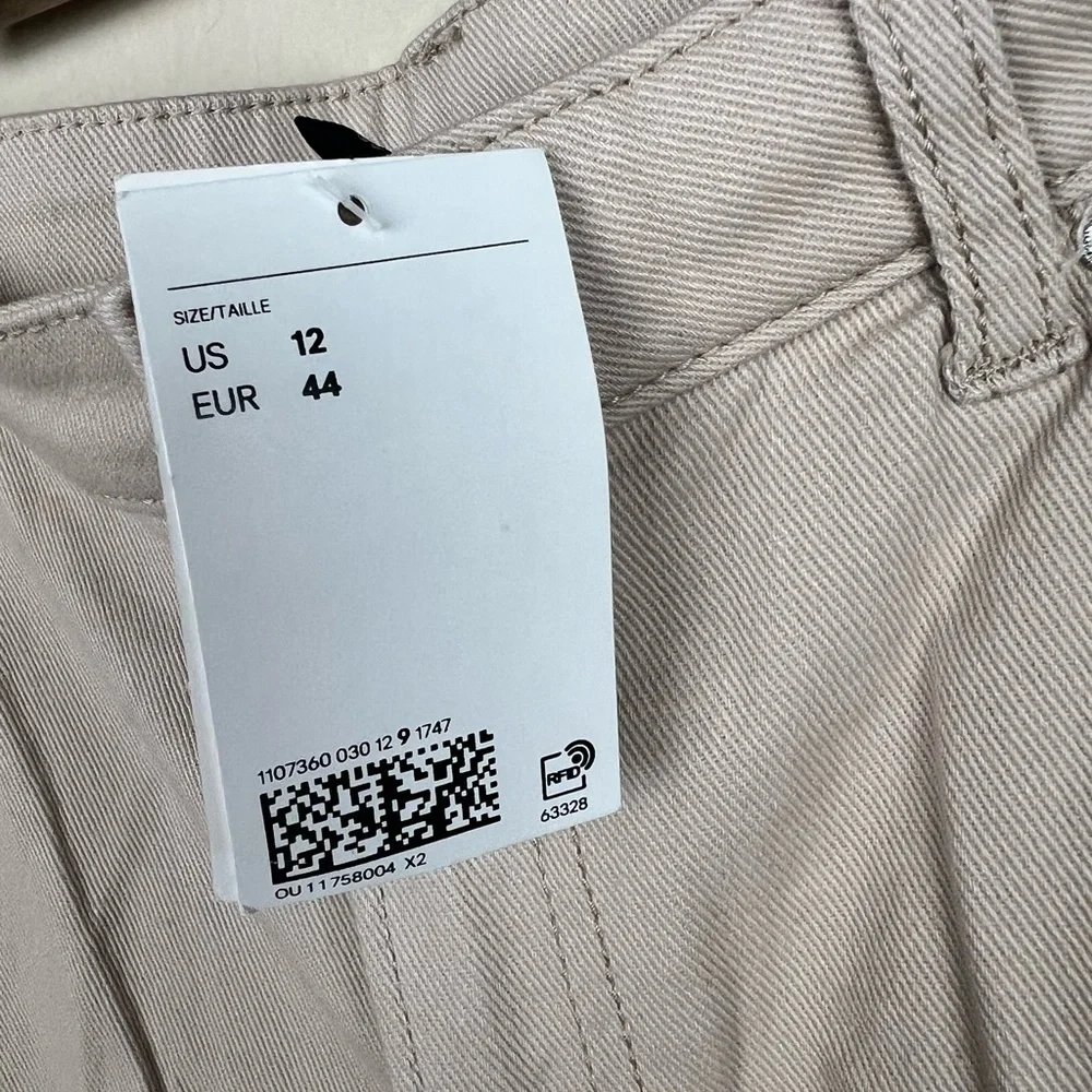 H&M WIDE-LEG TWILL PANTS Light Beige Women’s 12